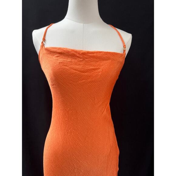 Women’s Bec + Bridge Orange Cote Maxi Dress w/Side Slit Sz 6 - Picture 2 of 4